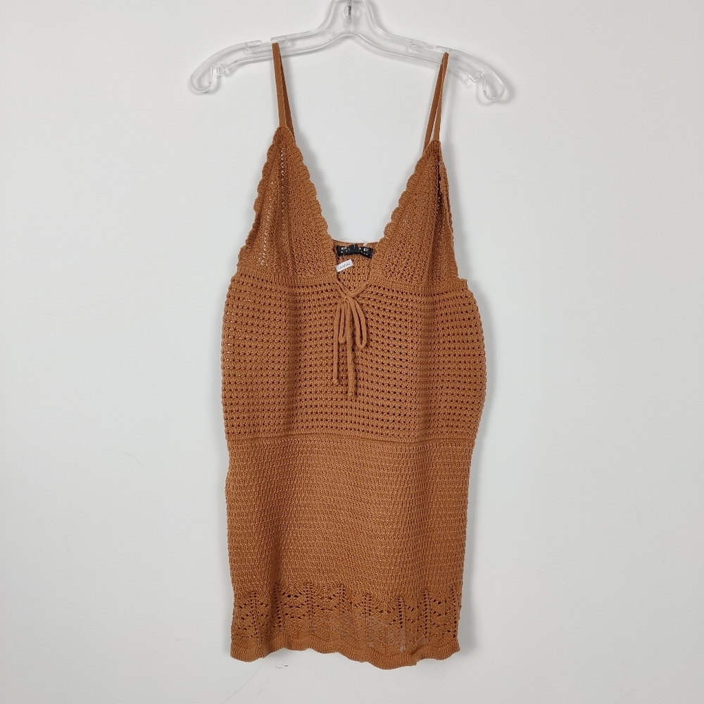 Poof Women's Crochet Mini Dress Tunic Top Size Large NEW Bohemian Beach Vacation